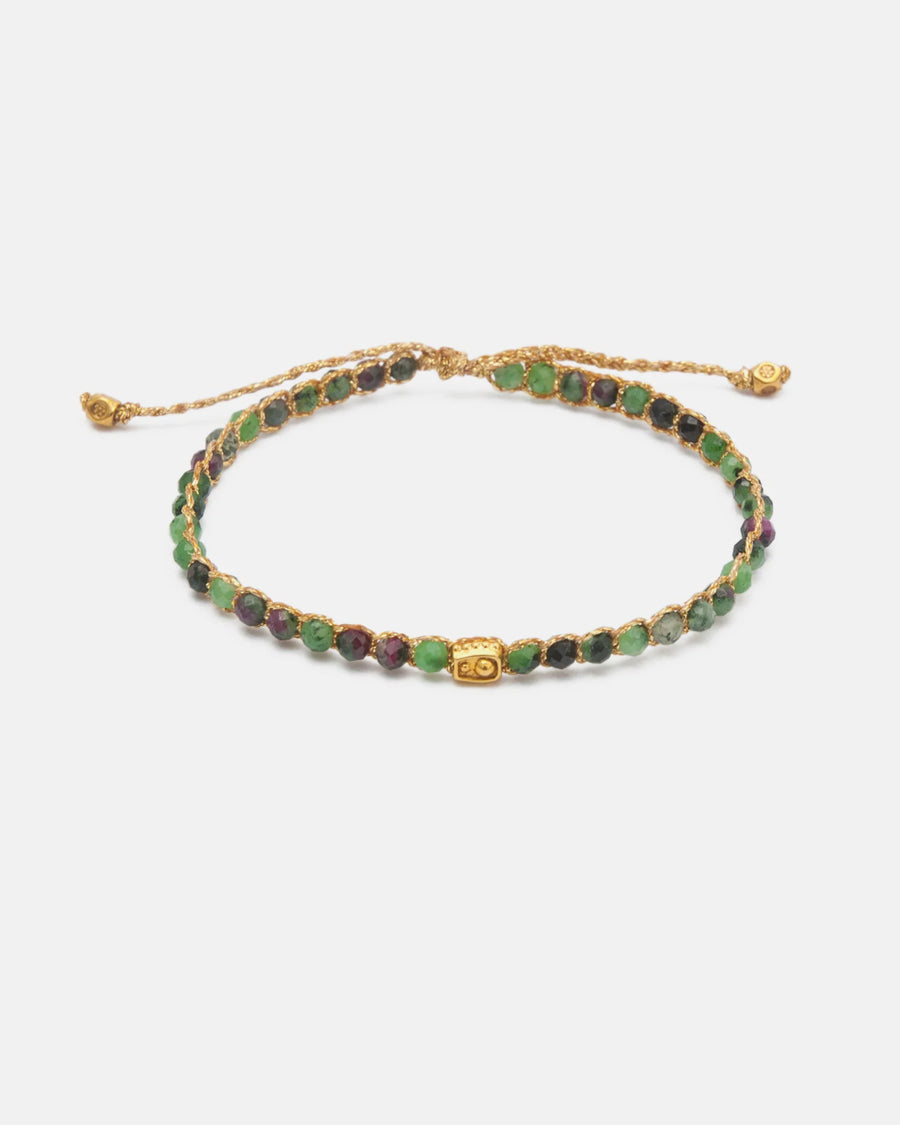 Ruby Zoisite Bracelet | Gold