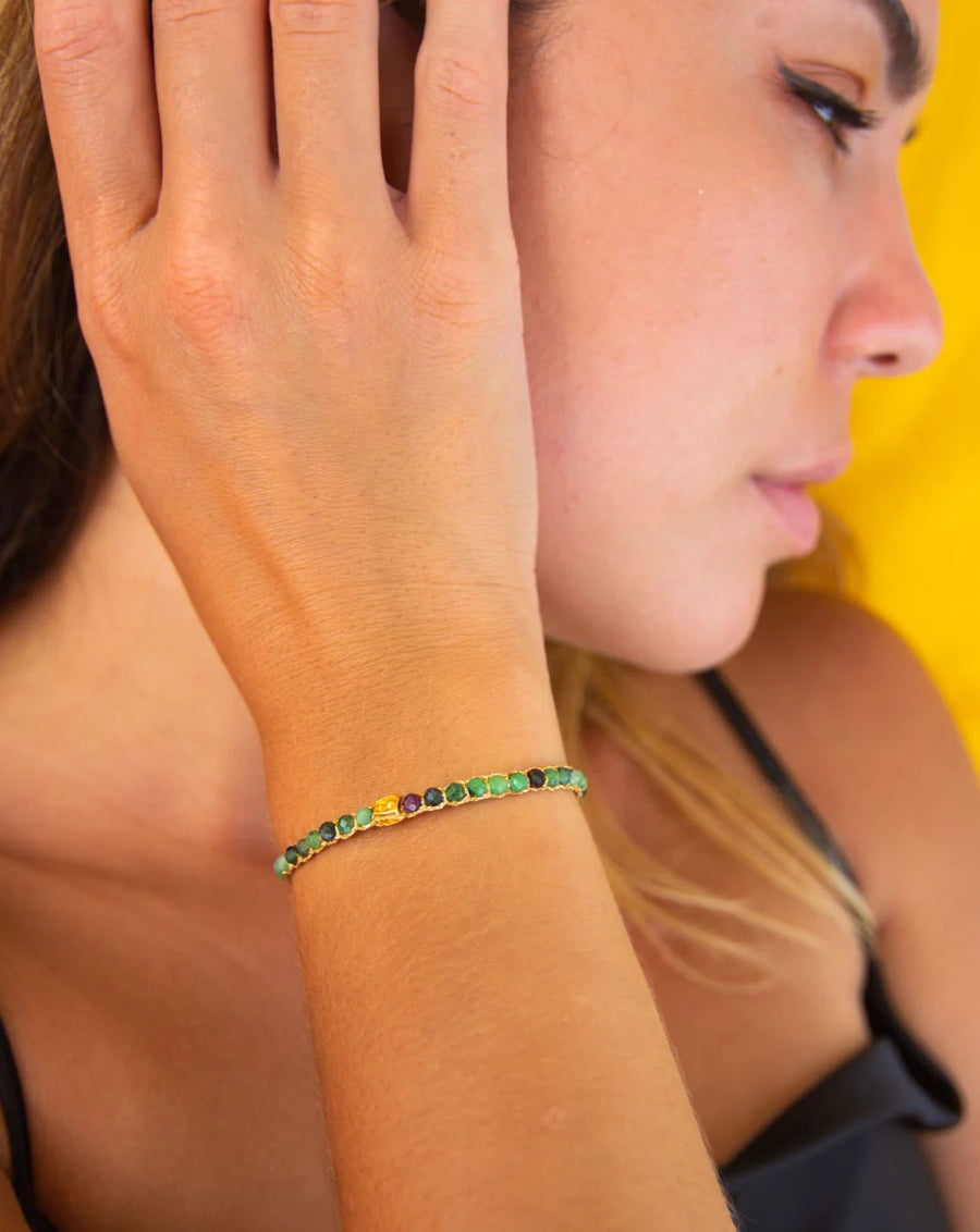 Ruby Zoisite Bracelet | Gold