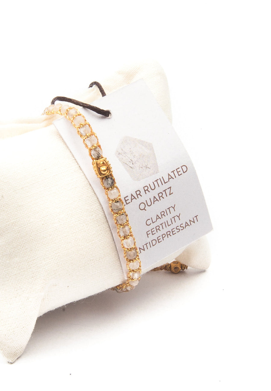 Pulsera de Cuarzo Rutilado Transparente | Oro