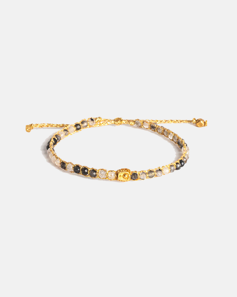 Pulsera de Cuarzo Rutilado Negro | Oro